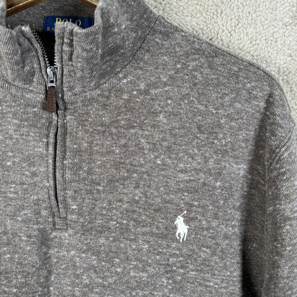 Polo Ralph Lauren Sweater Mens XL Gray Estate Rib Quarter Zip Pullover Knit - Picture 4 of 12